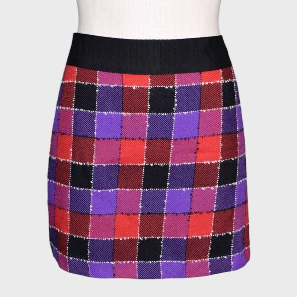 Milly New York Wool Plaid Mini Skirt